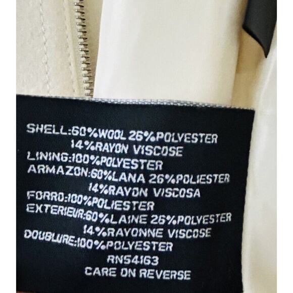 Nine West Wool Woman’s Ivory Coat Size 4 Cream Professional Dress Zip - Picture 9 of 13